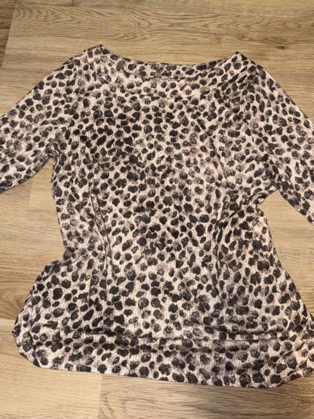 Coldwater Creek Leopard Print Short Sleeve Top - Brown & Black